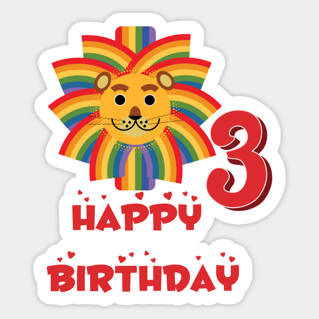 Happy birthday 3 rainbow lion Sticker by KellysKidsDesigns